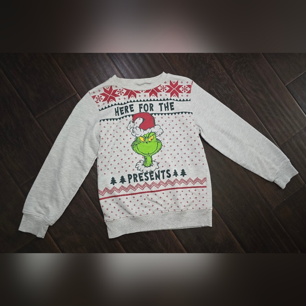 The Grinch Dr Seuss Christmas Pullover Kids Crewneck Sweater Medium